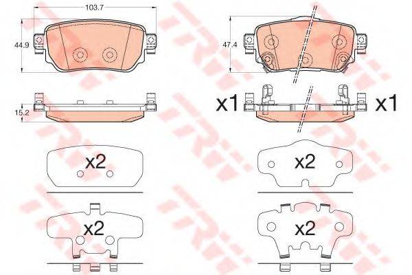 Комплект гальмівних колодок, дискове гальмо TRW GDB3617