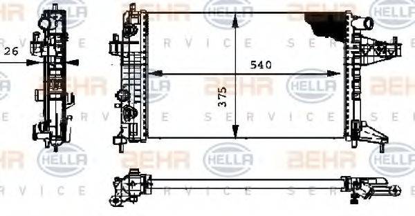 Радіатор, охолодження двигуна HELLA 8MK 376 714-351