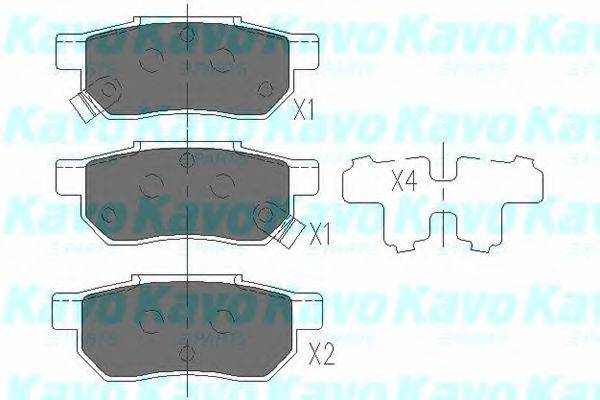 Комплект гальмівних колодок, дискове гальмо KAVO PARTS KBP-2007