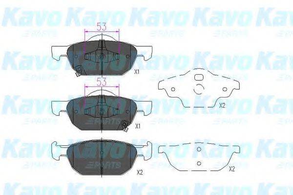 Комплект гальмівних колодок, дискове гальмо KAVO PARTS KBP-2043