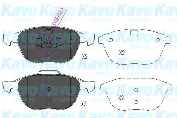 Комплект гальмівних колодок, дискове гальмо KAVO PARTS KBP-4513