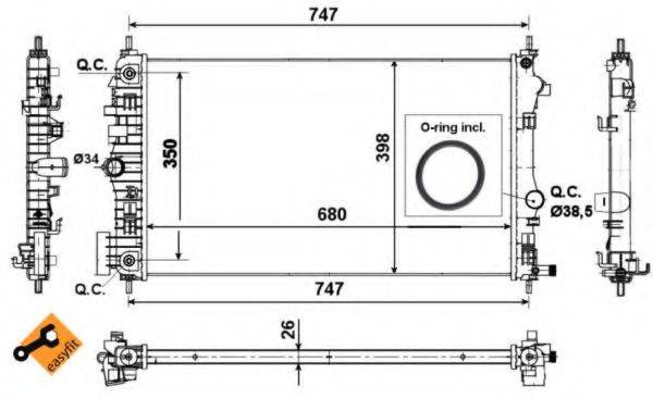 Радіатор, охолодження двигуна NRF 53777