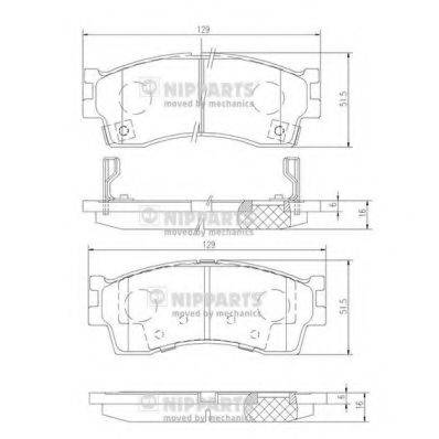 Комплект гальмівних колодок, дискове гальмо NIPPARTS J3600308