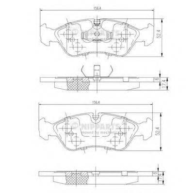 Комплект гальмівних колодок, дискове гальмо NIPPARTS J3600900