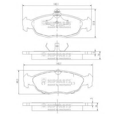 Комплект гальмівних колодок, дискове гальмо NIPPARTS J3600901