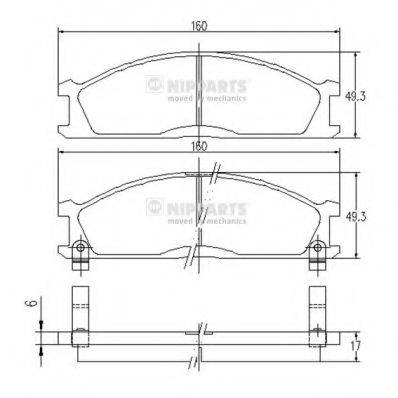 Комплект гальмівних колодок, дискове гальмо NIPPARTS J3601037