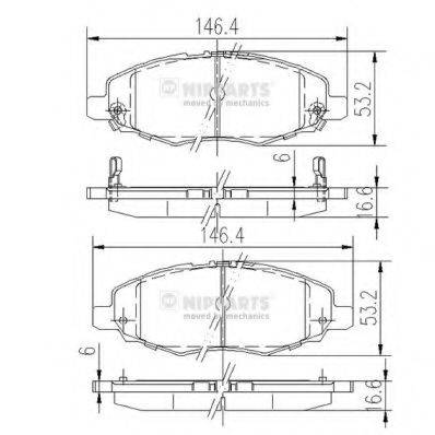 Комплект гальмівних колодок, дискове гальмо NIPPARTS J3602108