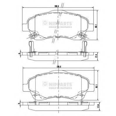 Комплект гальмівних колодок, дискове гальмо NIPPARTS J3602112