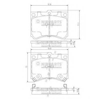 Комплект гальмівних колодок, дискове гальмо NIPPARTS J3603035