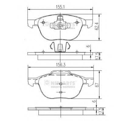 Комплект гальмівних колодок, дискове гальмо NIPPARTS J3603063