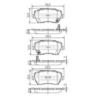 Комплект гальмівних колодок, дискове гальмо NIPPARTS J3608026