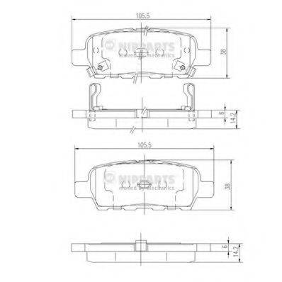 Комплект гальмівних колодок, дискове гальмо NIPPARTS J3611044