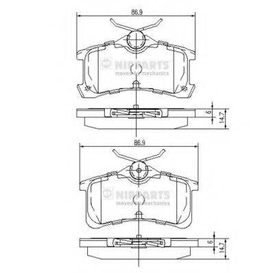 Комплект гальмівних колодок, дискове гальмо NIPPARTS J3612026