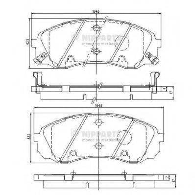 Комплект гальмівних колодок, дискове гальмо NIPPARTS N3600329