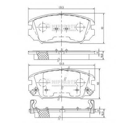 Комплект гальмівних колодок, дискове гальмо NIPPARTS N3600543