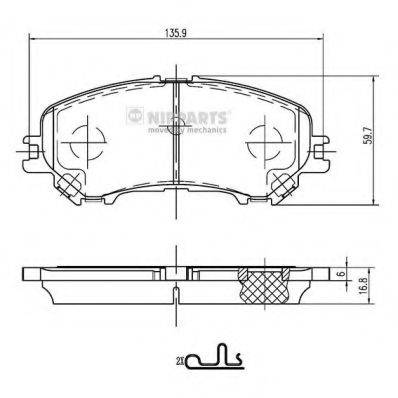 Комплект гальмівних колодок, дискове гальмо NIPPARTS N3601111