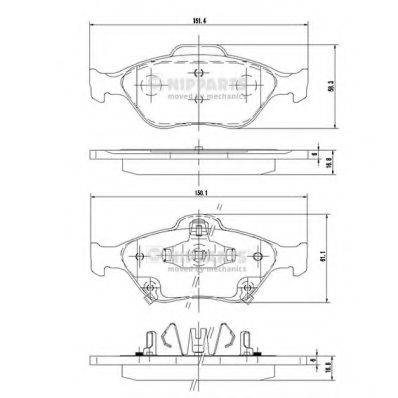 Комплект гальмівних колодок, дискове гальмо NIPPARTS N3602130