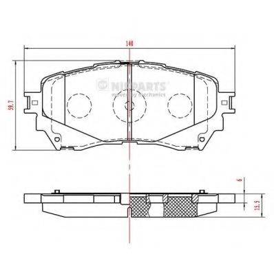 Комплект гальмівних колодок, дискове гальмо NIPPARTS N3603074