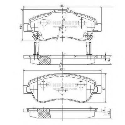 Комплект гальмівних колодок, дискове гальмо NIPPARTS N3604066