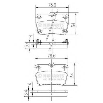 Комплект гальмівних колодок, дискове гальмо NIPPARTS J3612020