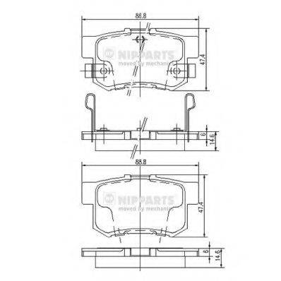 Комплект гальмівних колодок, дискове гальмо NIPPARTS J3614008