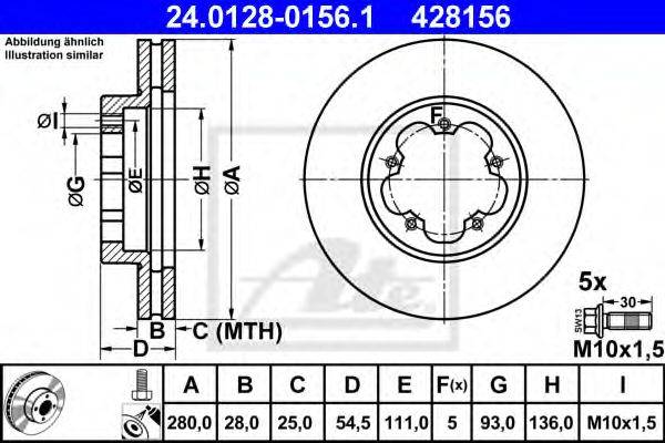 гальмівний диск ATE 24.0128-0156.1