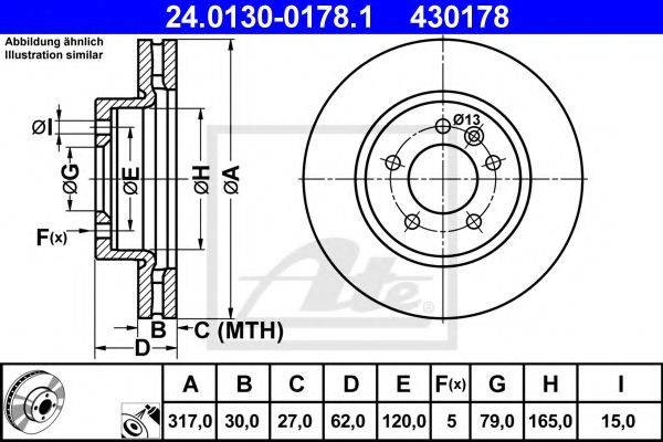 гальмівний диск ATE 24.0130-0178.1