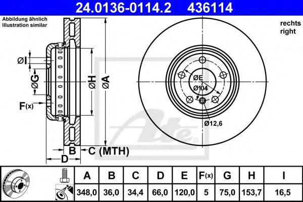 гальмівний диск ATE 24.0136-0114.2