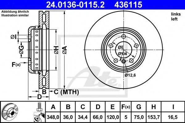 гальмівний диск ATE 24.0136-0115.2