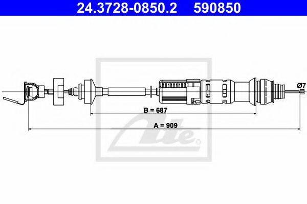 Трос, управління зчепленням ATE 24.3728-0850.2