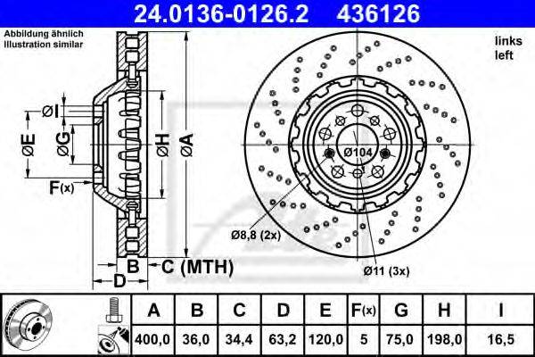 гальмівний диск ATE 24.0136-0126.2