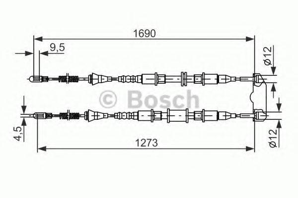 Трос, стоянкова гальмівна система BOSCH 1 987 477 129