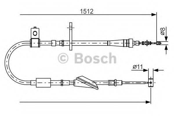 Трос, стоянкова гальмівна система BOSCH 1 987 482 176