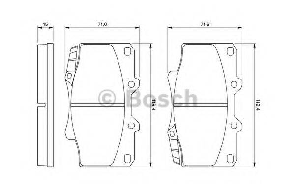 Комплект гальмівних колодок, дискове гальмо BOSCH 0 986 424 134