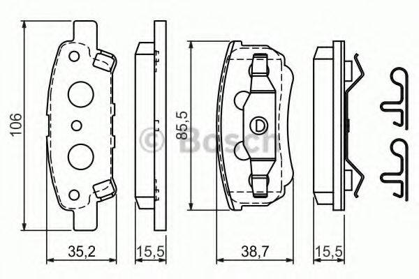 Комплект гальмівних колодок, дискове гальмо BOSCH 0 986 424 814