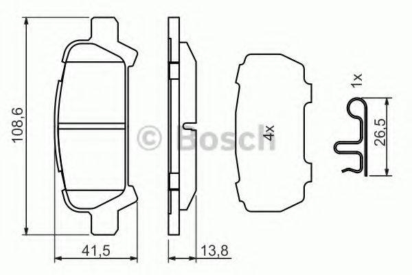 Комплект гальмівних колодок, дискове гальмо BOSCH 0 986 494 445