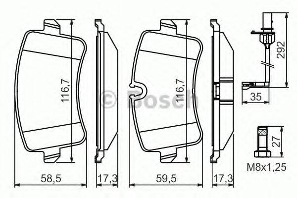 Комплект гальмівних колодок, дискове гальмо BOSCH 0 986 494 446