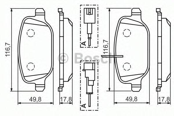 Комплект гальмівних колодок, дискове гальмо BOSCH 0 986 494 466