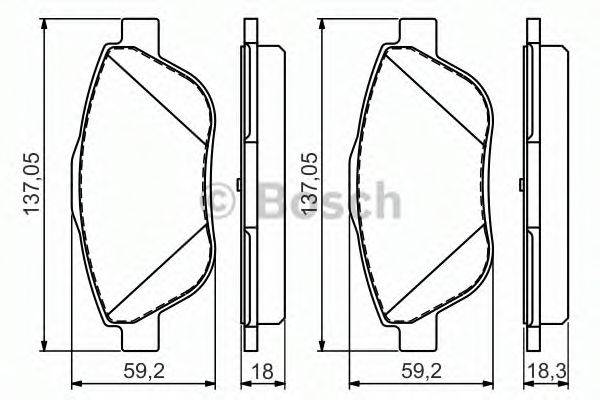 Комплект гальмівних колодок, дискове гальмо BOSCH 0 986 494 564