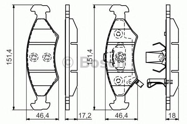 Комплект гальмівних колодок, дискове гальмо BOSCH 0 986 494 547