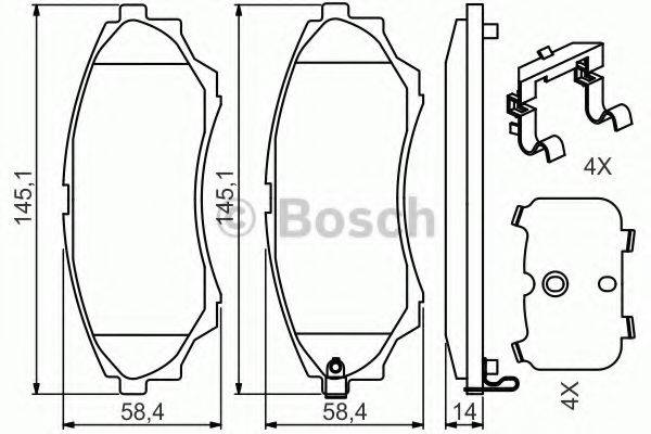 Комплект гальмівних колодок, дискове гальмо BOSCH 0 986 494 587