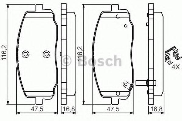 Комплект гальмівних колодок, дискове гальмо BOSCH 0 986 494 594