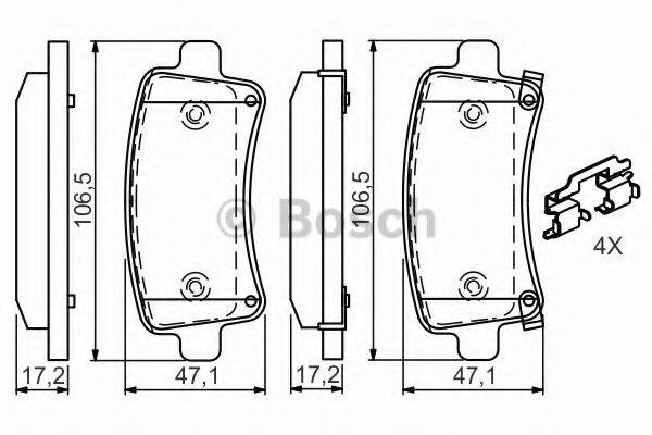 Комплект гальмівних колодок, дискове гальмо BOSCH 0 986 494 668