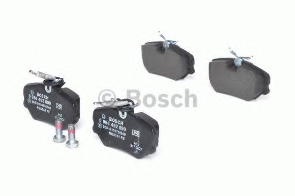 Комплект гальмівних колодок, дискове гальмо BOSCH 0 986 492 090