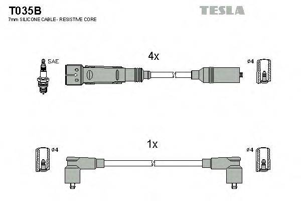 Комплект дротів запалення TESLA T035B