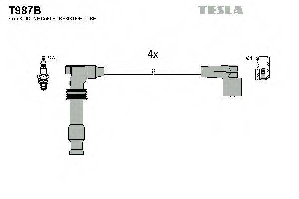 Комплект дротів запалення TESLA T987B