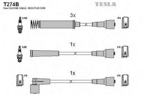 Комплект дротів запалення TESLA T274B