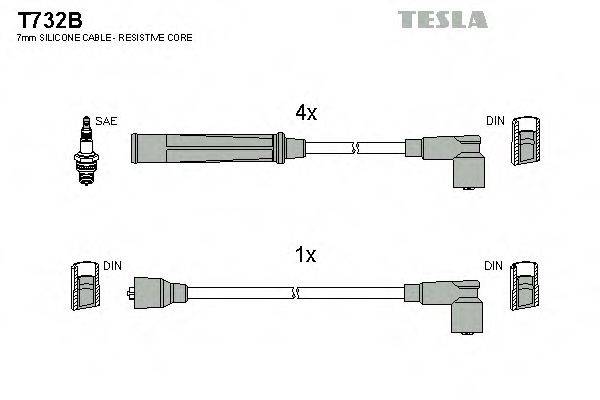 Комплект дротів запалення TESLA T732B