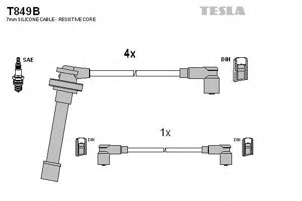 Комплект дротів запалення TESLA T849B