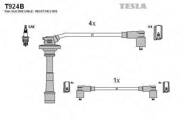 Комплект дротів запалення TESLA T924B